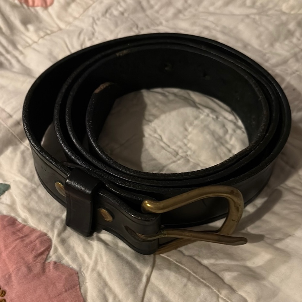J.B.B.S. Black Leather 50” x 1 1/2” Belt very good condition #32